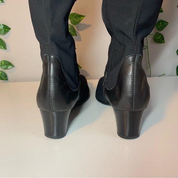 Ara Heeled Boots Size 7.5 Black Zip Up Knee High Gore-Tex Waterproof Luftpolster - Picture 7 of 10
